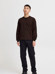 Blend Brown Crew Neck Knitted Sweat Jumper - Image 4 of 5