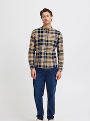 Blend Navy Blue 100% Cotton Check Long Sleeve Shirt - Image 4 of 5
