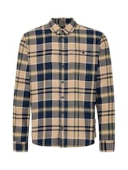 Blend Navy Blue 100% Cotton Check Long Sleeve Shirt - Image 5 of 5