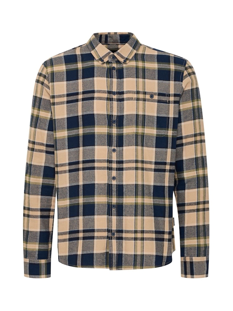 Blend Navy Blue 100% Cotton Check Long Sleeve Shirt - Image 5 of 5