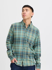 Blend Aqua Blue 100% Cotton Check Long Sleeve Shirt - Image 1 of 5