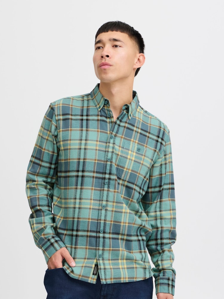 Blend Aqua Blue 100% Cotton Check Long Sleeve Shirt - Image 1 of 5