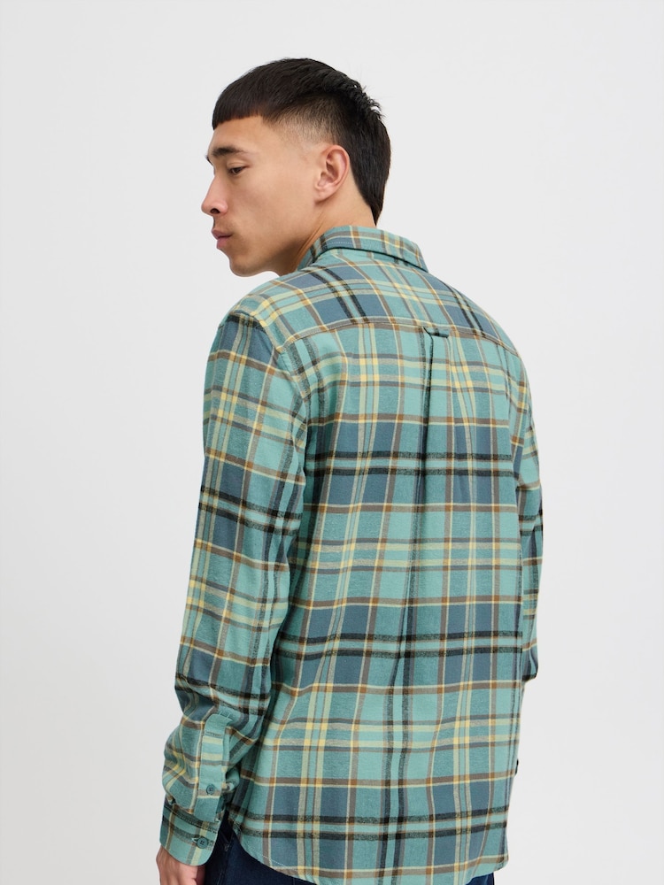 Blend Aqua Blue 100% Cotton Check Long Sleeve Shirt - Image 2 of 5