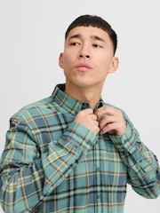Blend Aqua Blue 100% Cotton Check Long Sleeve Shirt - Image 3 of 5