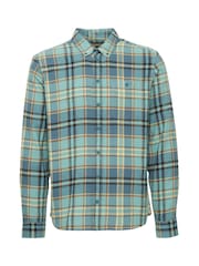 Blend Aqua Blue 100% Cotton Check Long Sleeve Shirt - Image 5 of 5