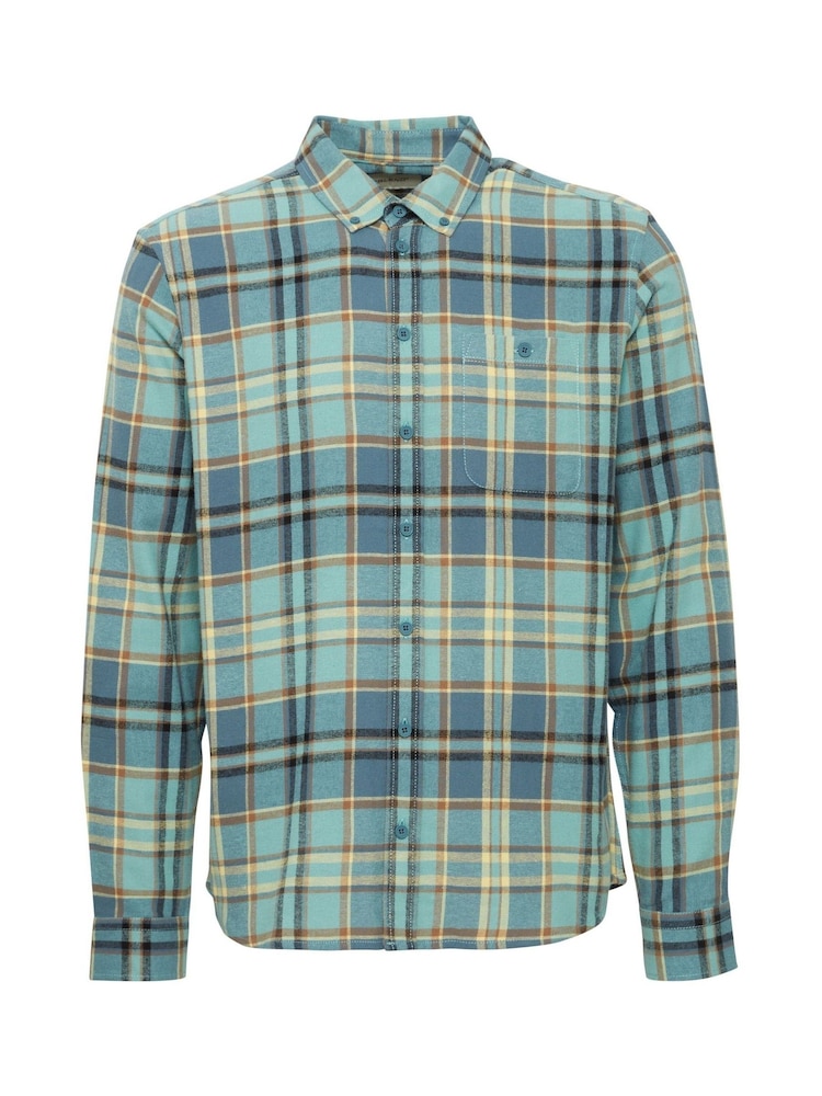 Blend Aqua Blue 100% Cotton Check Long Sleeve Shirt - Image 5 of 5