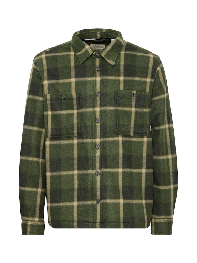 Blend Green Fleece Check Overshirt - Image 5 of 5 Blend Green Fleece Check Overshirt - Image 5 of 5