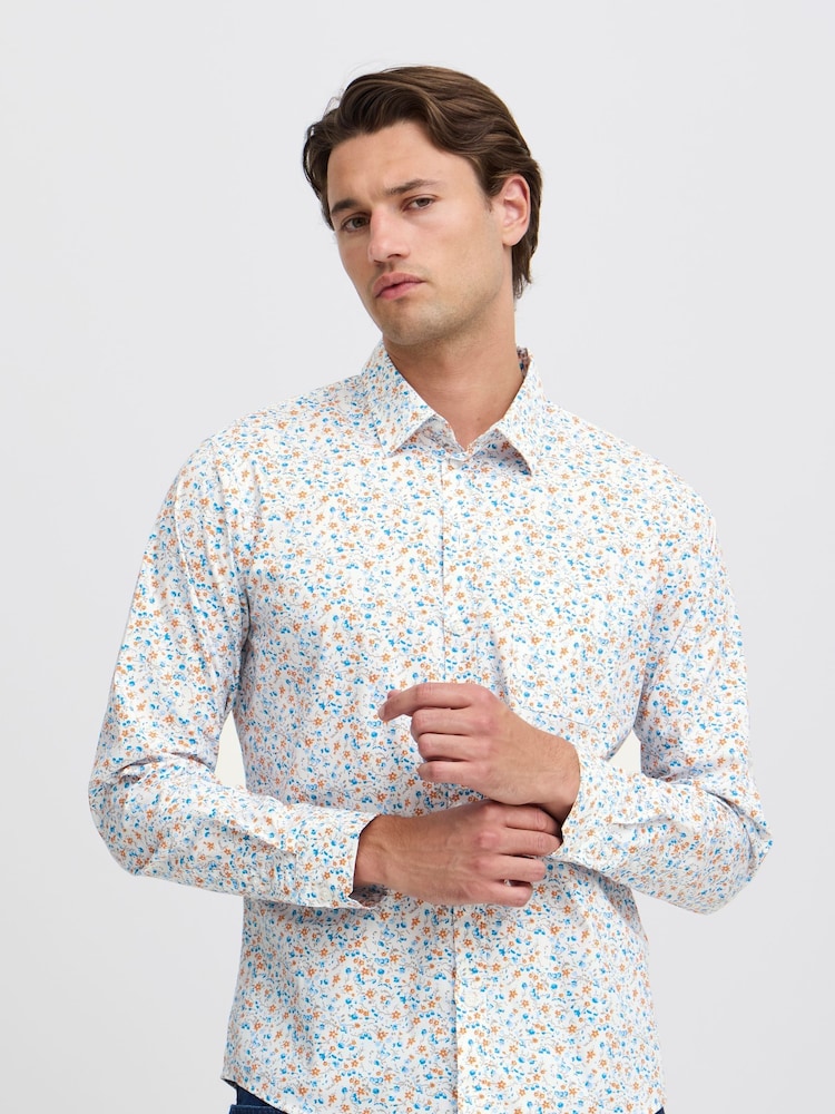 Blend White Floral Print Long Sleeve Shirt - Image 1 of 5