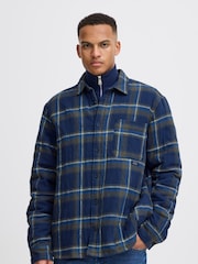 Blend Blue Toffee Quilted Check 100% Cotton Overshirt - Image 1 of 5