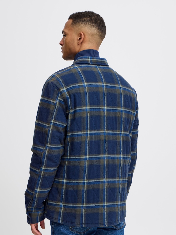 Blend Blue Toffee Quilted Check 100% Cotton Overshirt - Image 2 of 5