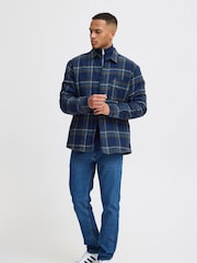 Blend Blue Toffee Quilted Check 100% Cotton Overshirt - Image 4 of 5