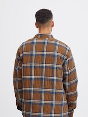 Blend Brown Toffee Quilted Check 100% Cotton Overshirt - Image 1 of 5