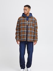 Blend Brown Toffee Quilted Check 100% Cotton Overshirt - Image 3 of 5