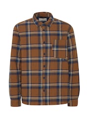 Blend Brown Toffee Quilted Check 100% Cotton Overshirt - Image 4 of 5