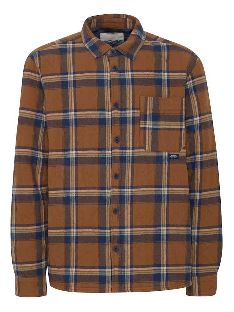 Blend Brown Toffee Quilted Check 100% Cotton Overshirt - Image 5 of 5