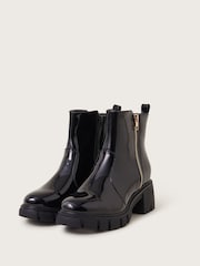 Monsoon Black Patent Chunky Heeled Boots - Image 1 of 3