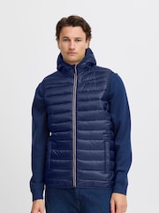 Blend Navy Blue Coat Hooded Gilet - Image 1 of 5
