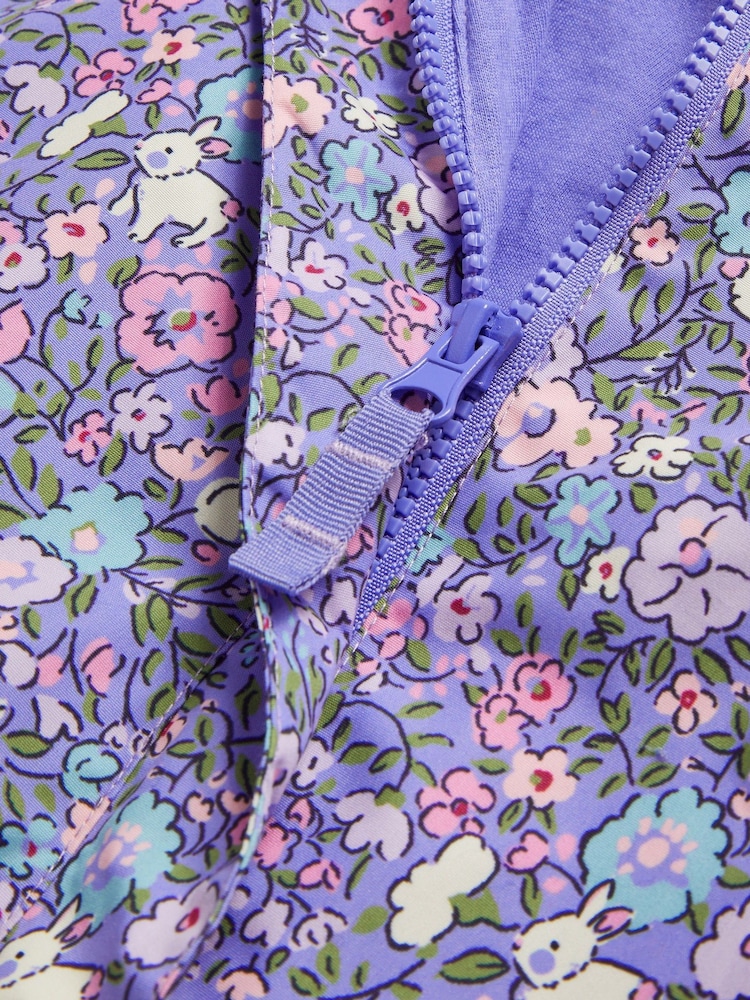 Monsoon Purple Baby Floral Print Waterproof Puddlesuit - Image 3 of 3