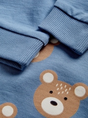 Monsoon Blue Newborn Bear 100% Cotton Sweatshirt and Joggers Set - Image 3 of 3