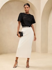 Lipsy Black Petite Burnout T-Shirt - Image 2 of 4