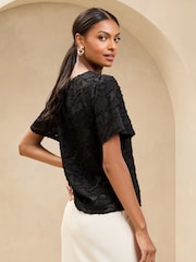 Lipsy Black Petite Burnout T-Shirt - Image 4 of 4