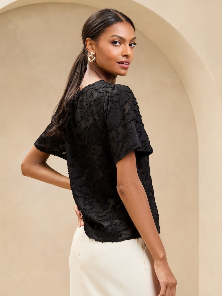 Lipsy Black Petite Burnout T-Shirt - Image 4 of 4