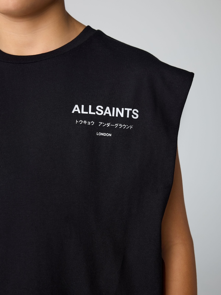 smALLSAINTS Black Oversized Underground Sleeveless T-Shirt - Image 4 of 5