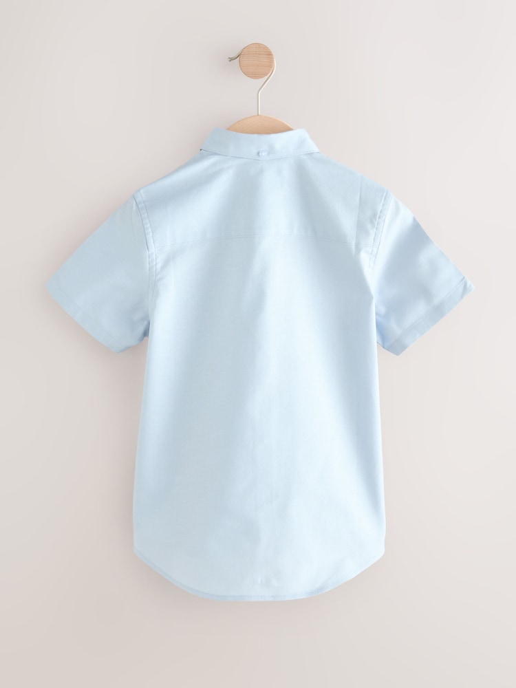 Pale Blue Logo Short Sleeve Cotton Rich Oxford Shirt (3-16yrs) - Image 2 of 4