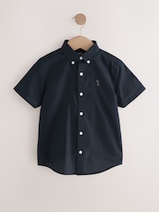 Dark Navy Logo Short Sleeve Cotton Rich Oxford Shirt (3-16yrs) - Image 1 of 4