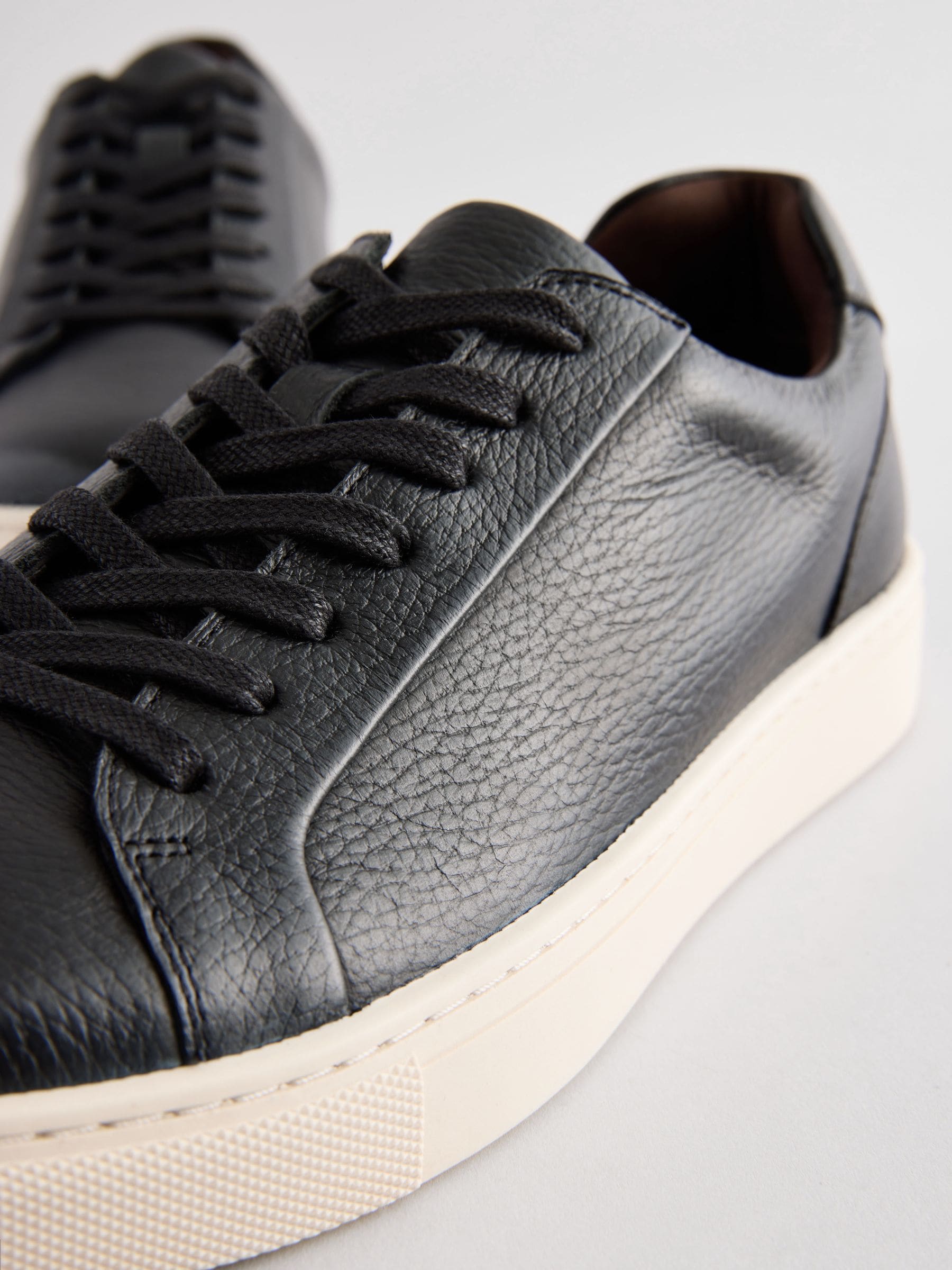 cheap black leather trainers