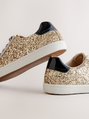 Gold Forever Comfort® Glitter Detail Round Toe Lace-Up Trainers - Image 4 of 6