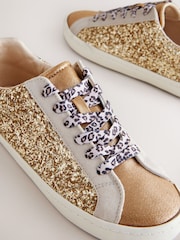 Gold Forever Comfort® Glitter Detail Round Toe Lace-Up Trainers - Image 6 of 6