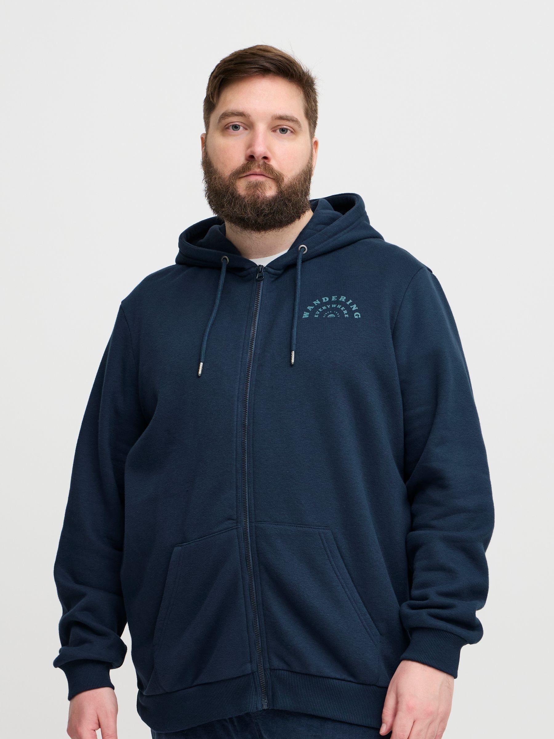 Blend Big Tall Printed Zip Through Hooded Sweatshirt
