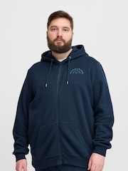 Blend Big & Tall Blue Printed Zip Through Hooded Sweatshirt - Image 1 of 5