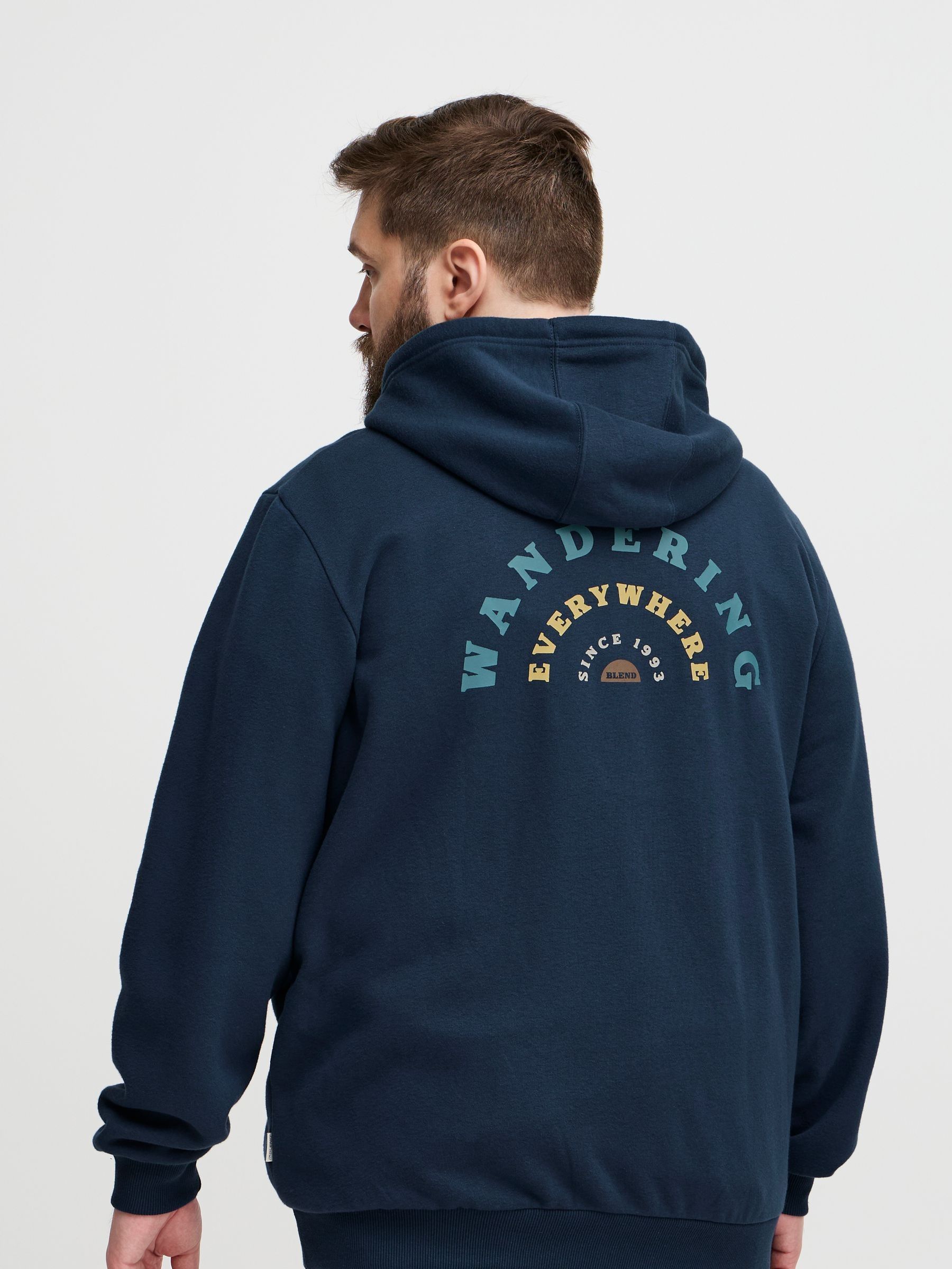 Blend Big Tall Printed Zip Through Hooded Sweatshirt