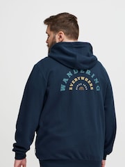 Blend Big & Tall Blue Printed Zip Through Hooded Sweatshirt - Image 2 of 5