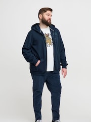 Blend Big & Tall Blue Printed Zip Through Hooded Sweatshirt - Image 3 of 5