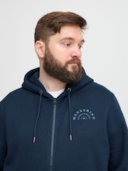Blend Big & Tall Blue Printed Zip Through Hooded Sweatshirt - Image 4 of 5