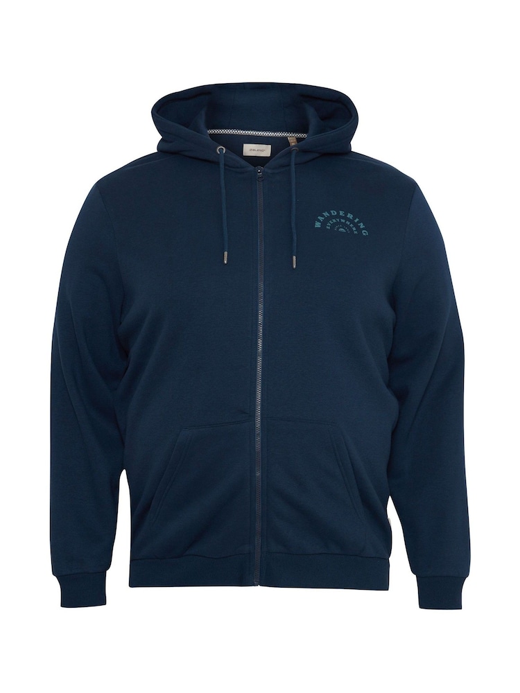 Blend Big & Tall Blue Printed Zip Through Hooded Sweatshirt - Image 5 of 5