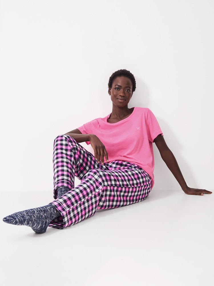 Crew Clothing Company Pink Jersey And Flannel 100% Cotton Pyjamas Set - Image 3 of 5