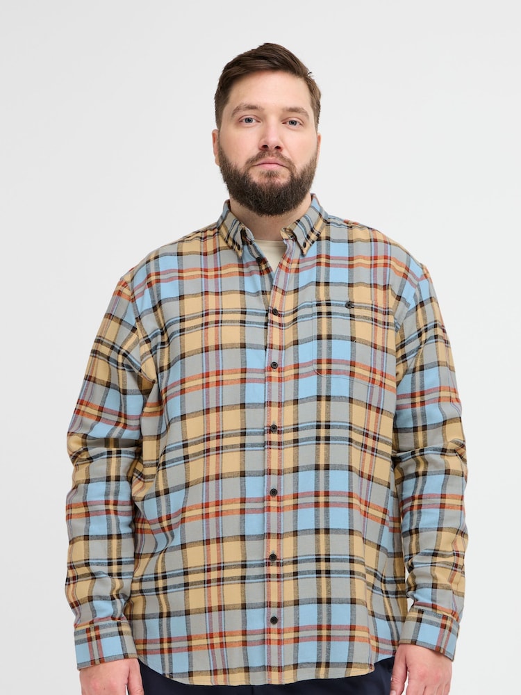 Blend Big & Tall Blue Check Long Sleeve 100% Cotton Shirt - Image 1 of 5