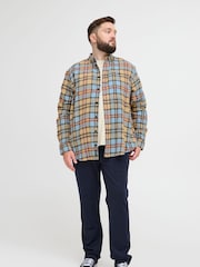 Blend Big & Tall Blue Check Long Sleeve 100% Cotton Shirt - Image 4 of 5