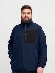 Blend Big & Tall Blue Zip Through Utility Fleece - Image 1 of 5