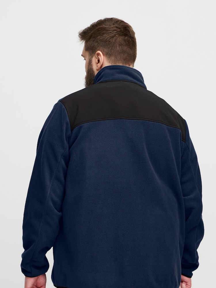 Blend Big & Tall Blue Zip Through Utility Fleece - Image 2 of 5