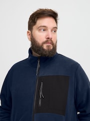 Blend Big & Tall Blue Zip Through Utility Fleece - Image 3 of 5