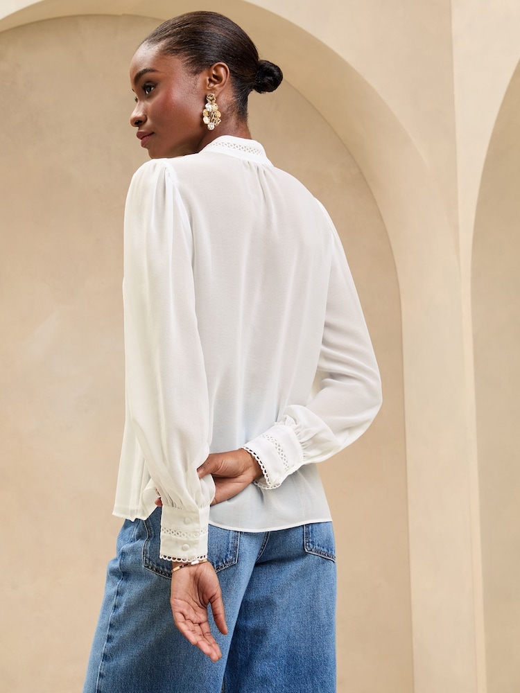 Lipsy Ivory Trim Insert Button Through Blouse - Image 4 of 4