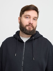 Blend Big & Tall Black Zip Through Hooded Sweatshirt with Chest Print - Image 3 of 5