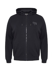 Blend Big & Tall Black Zip Through Hooded Sweatshirt with Chest Print - Image 5 of 5