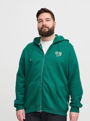 Blend Big & Tall Green Zip Up Hooded Sweatshirt with Chest Print - Image 1 of 5