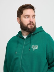 Blend Big & Tall Green Zip Up Hooded Sweatshirt with Chest Print - Image 3 of 5
